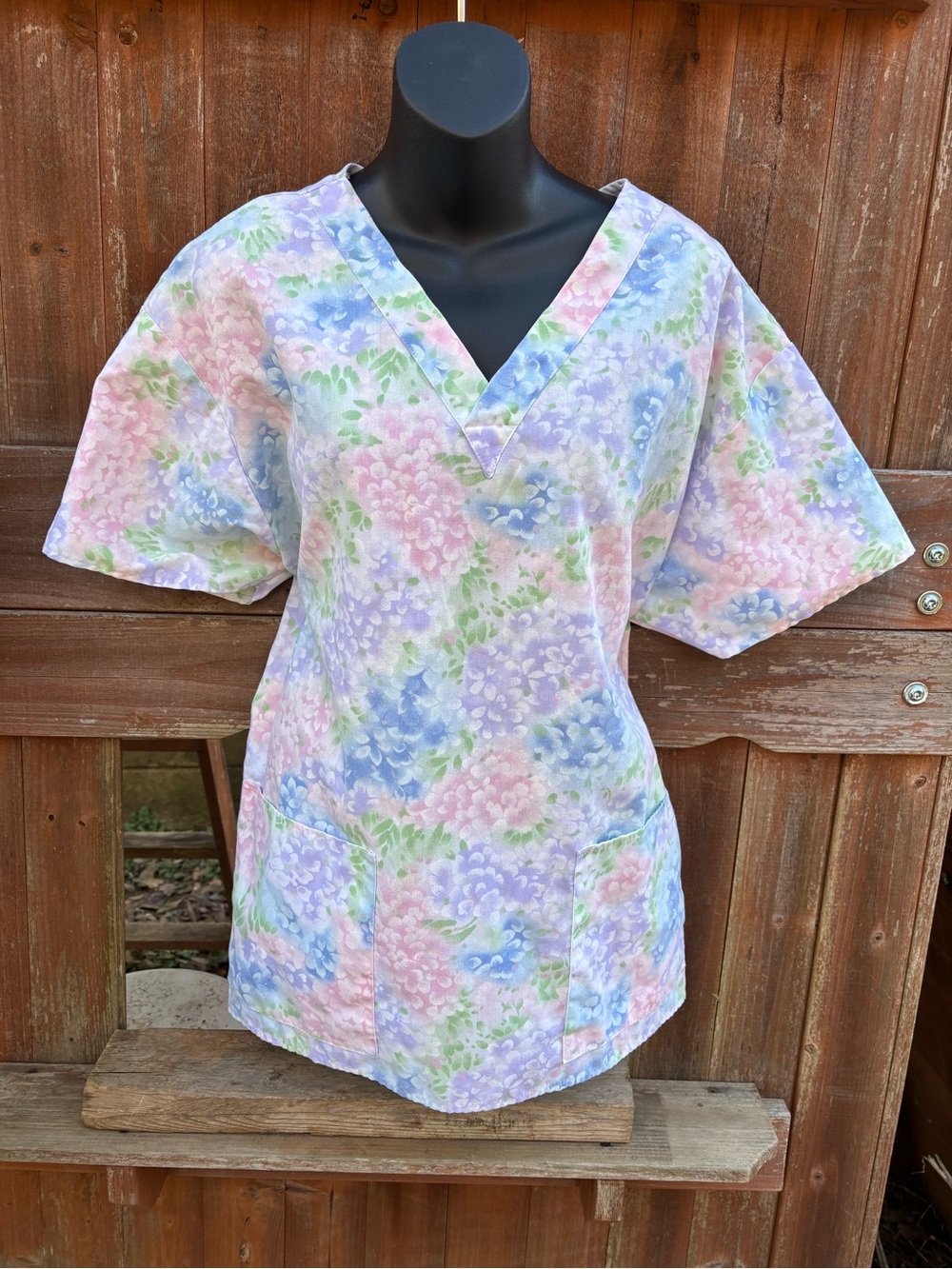 Crest Pastel Floral V-Neck Tunic in Pink, Blue & Green